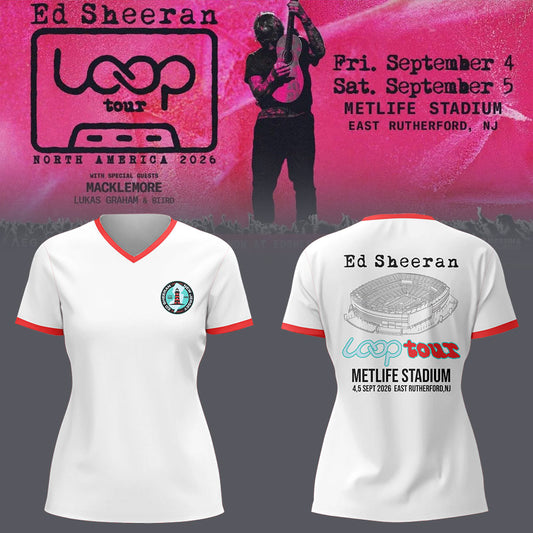 Ed “North American Loop Tour 2026″at MetLife Stadium,NJ 🎸➕✖️➗ V-neck TShirt