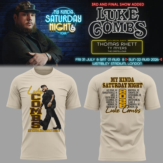 Limited Edition Luke Combs My Kinda Saturday Night Tour 2026 Tshirt