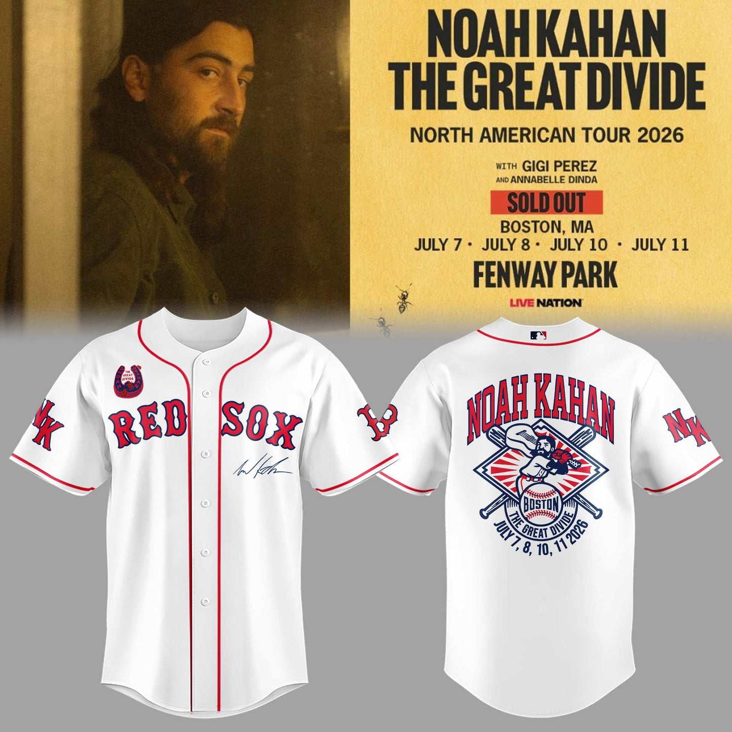 Limited Editon The Great Divide Tour At Fenway Park Boston Jersey-PA070626017