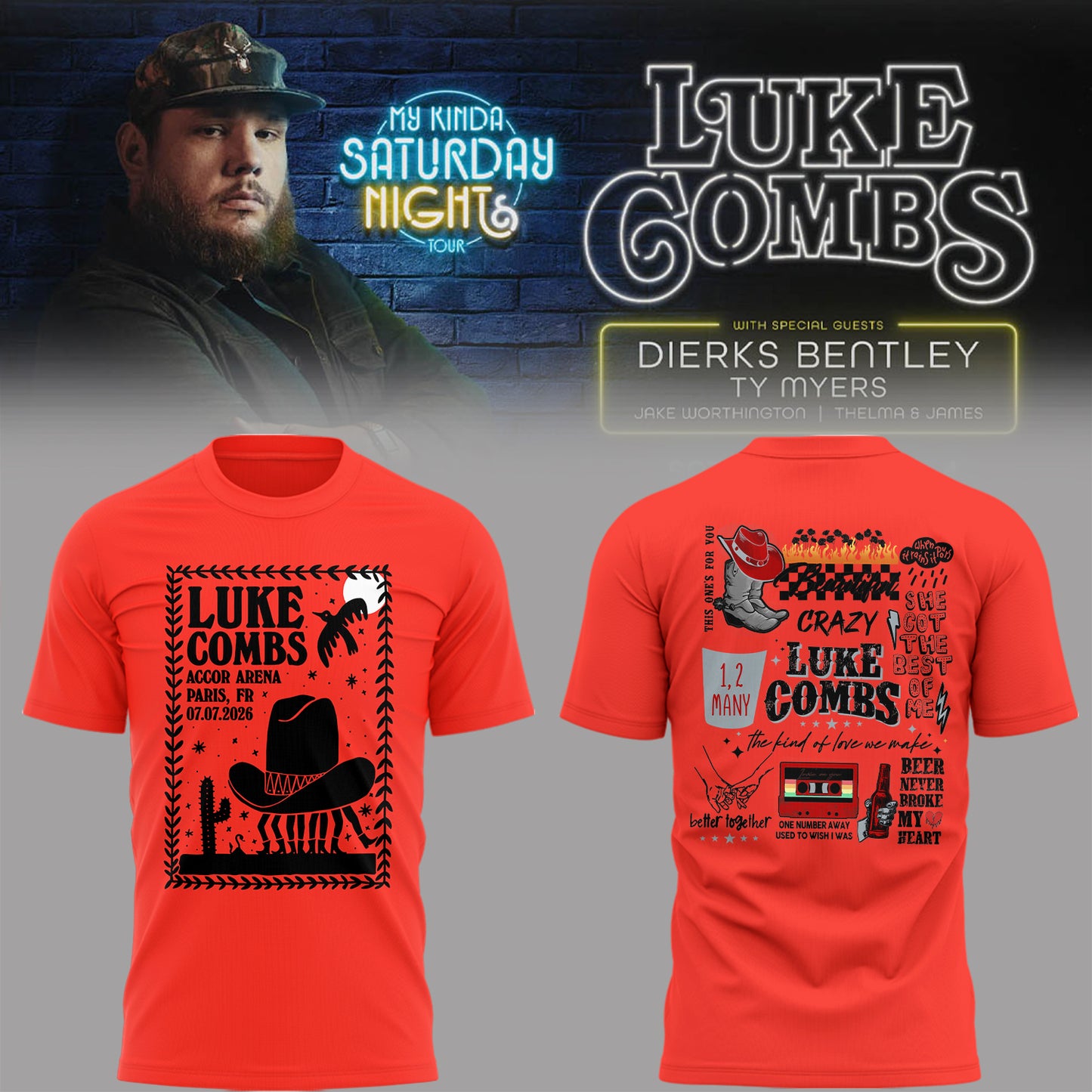 Limited Edition “My Kinda Saturday Night Tour” In Paris Tshirt-PA070726002