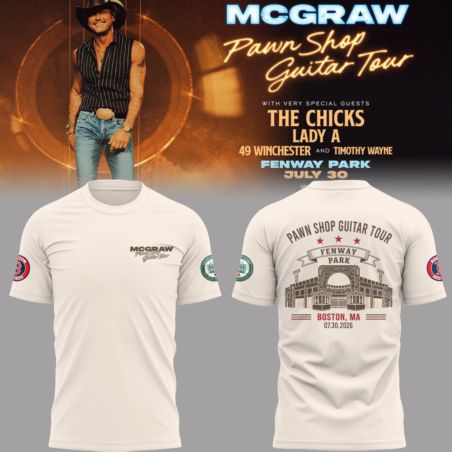 McGraw 🤠🎤 “Pawn Shop Guitar Tour 2026” at Fenway Park,MA Shirt