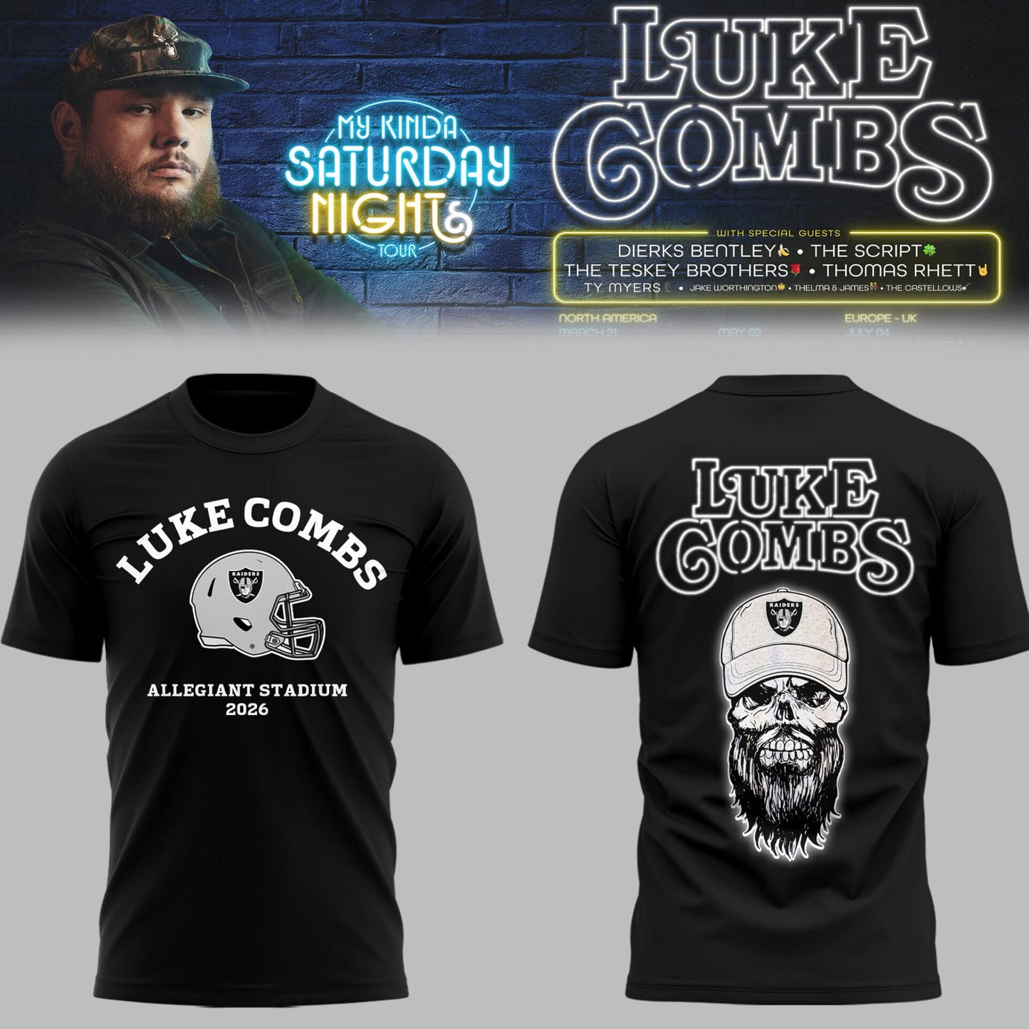 Limited Edition Raiders Football x L.Combs My Kinda Saturday Night TShirt