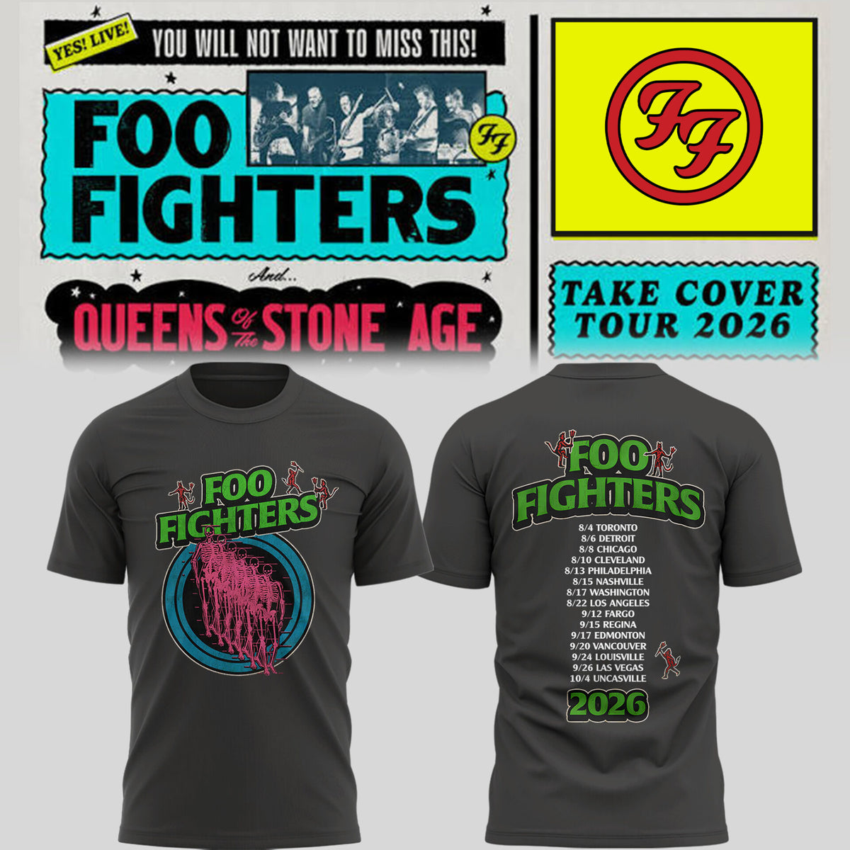FF 🎸🎤 “Take Cover Tour 2026” TShirt