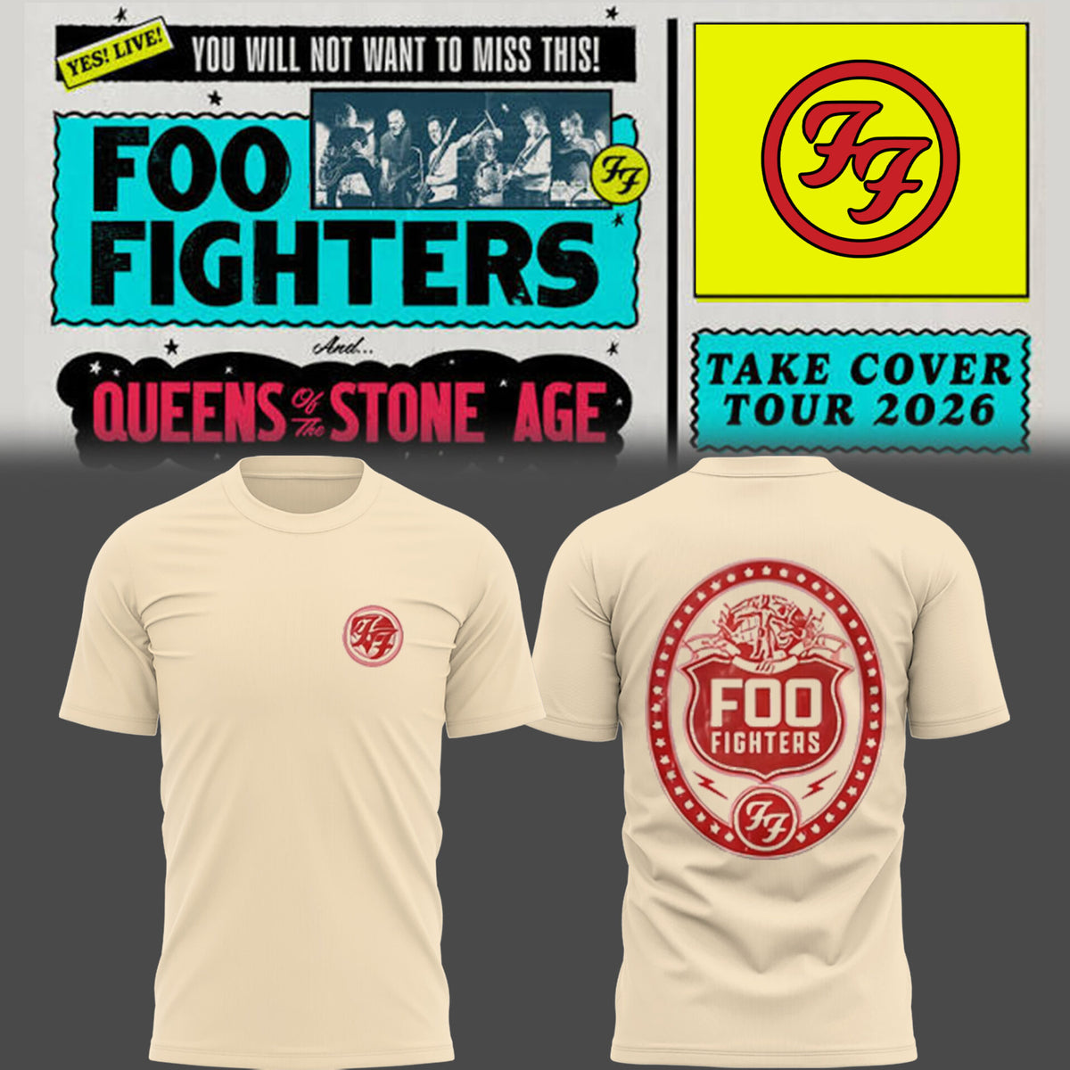 FF 🎸🎤 “Take Cover Tour 2026” TShirt