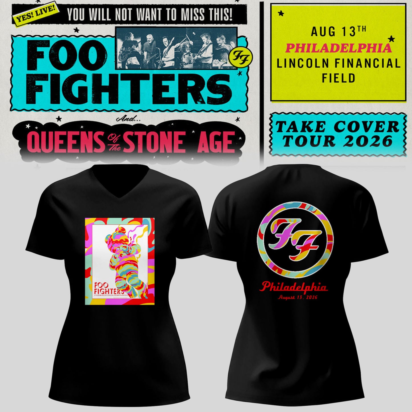 FF 🎸🎤 “Take Cover Tour 2026” in Philadelphia,PA TShirt