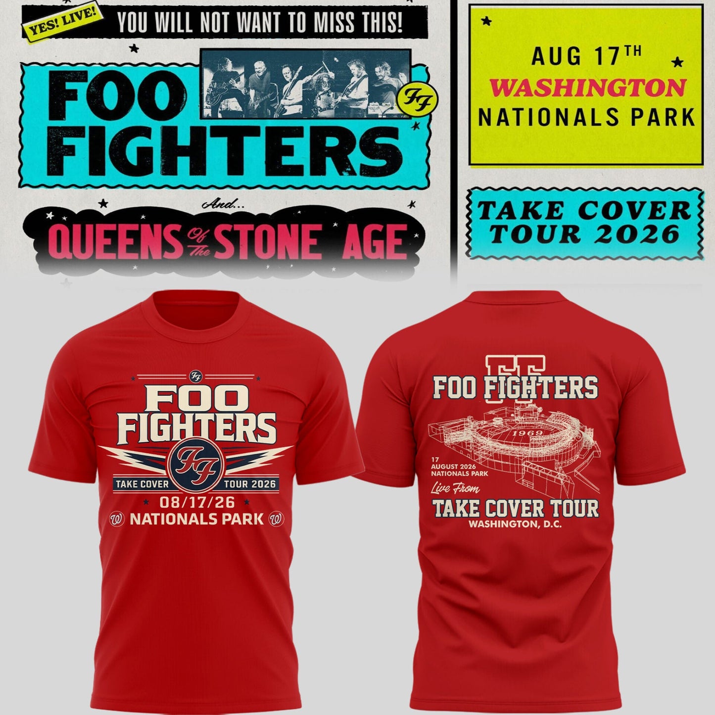 FF 🎸🎤 “Take Cover Tour 2026” in Washington D.C TShirt