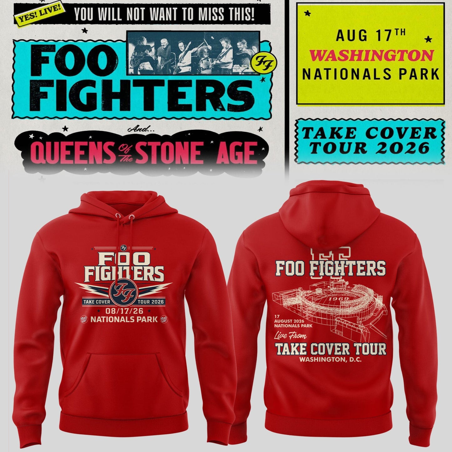 FF 🎸🎤 “Take Cover Tour 2026” in Washington D.C Hoodie