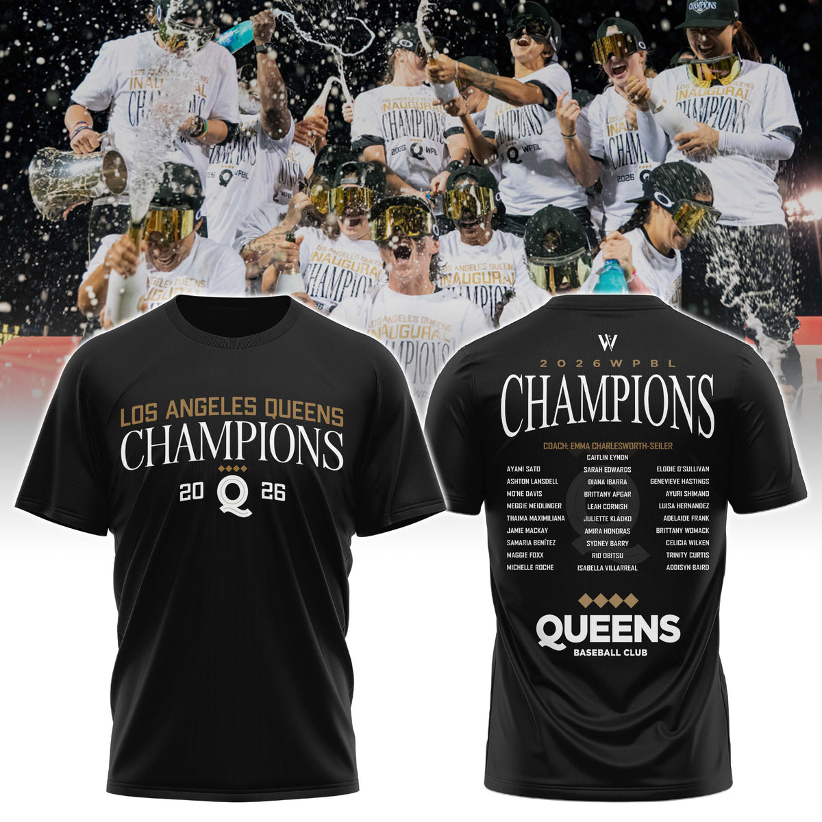 Queens Champions Black Tee