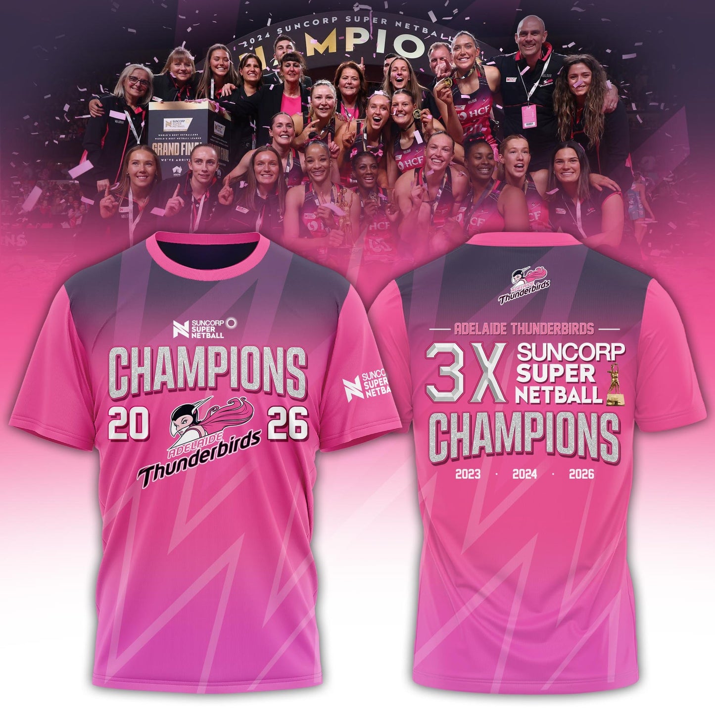 Adelaide Thunderbirds 2026 Champions Women’s Edition Tshirt For Fans