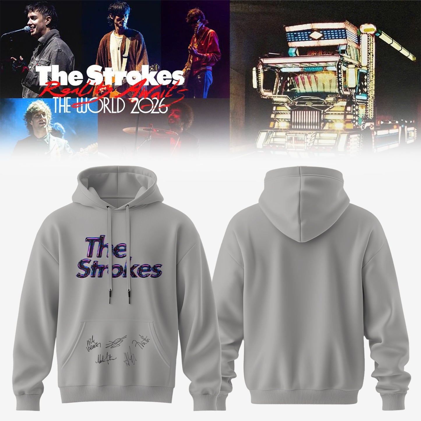 ,,,The Strokes Reality Awaits World Tour 2026 Limited Edition Signature – Hoodie