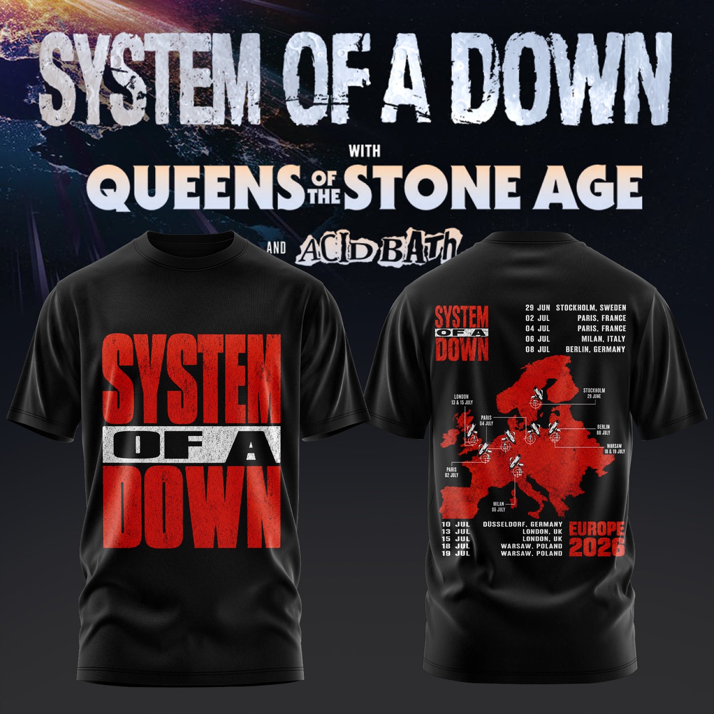 _S.O.A.D – UK & EU Tour 2026 Official Limited T-Shirt