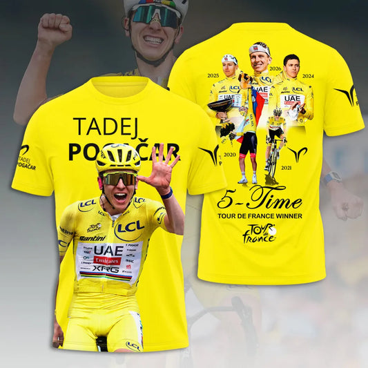 Limited Editon Tadej Pogacar 2026 5X Tour de France Winner Shirt