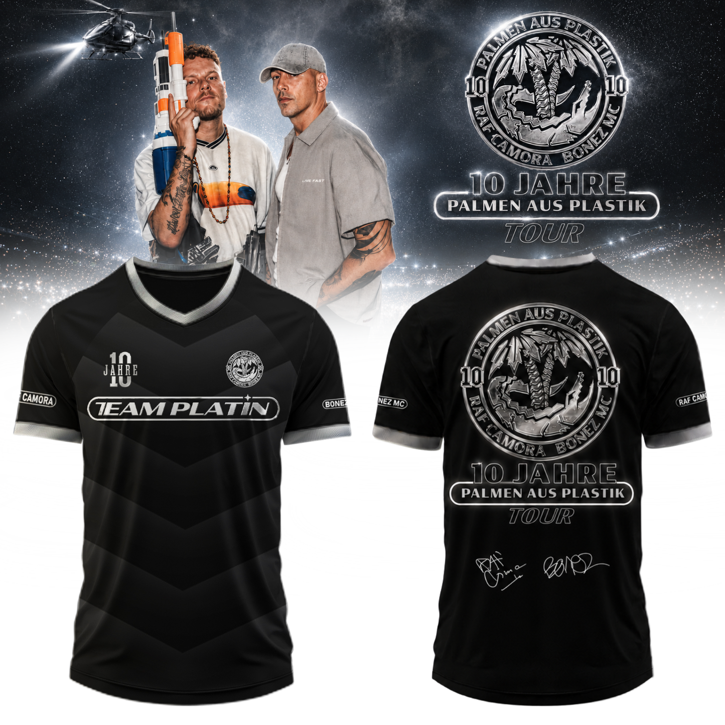 __,RAF Camora &amp; Bonez MC "10 Jahre Palmen aus Plastik Tour" . Limited Edition Signature Jersey