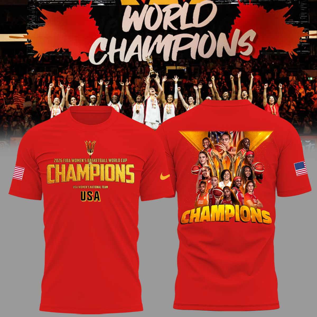 Limited Edition USA Women’s Basketball 2026 FIBA World Cup Champions T-shirt