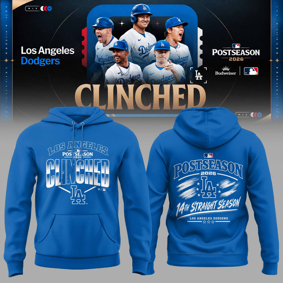 LAD 2026 Postseason Clinched 3D All-Over Print Graphic Hoodie V4