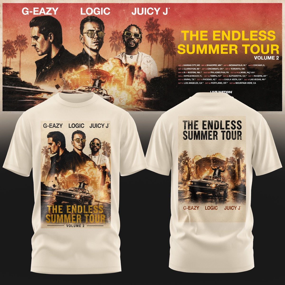 GEZY The Endless Summer Tour Graphic T-Shirt 3D AOP V2