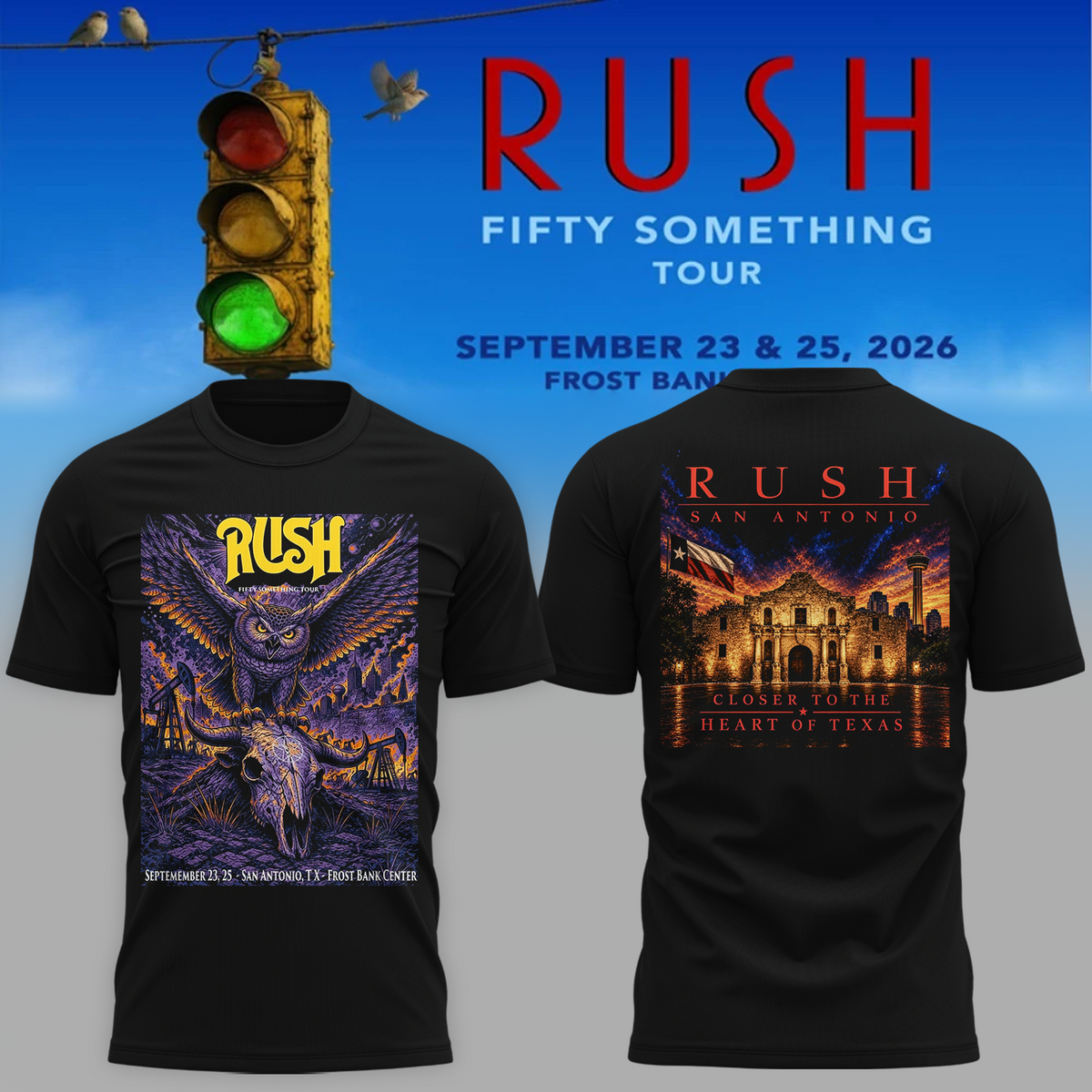 RUSH San Antonio Texas 2026 Fifty Something Tour T-Shirt