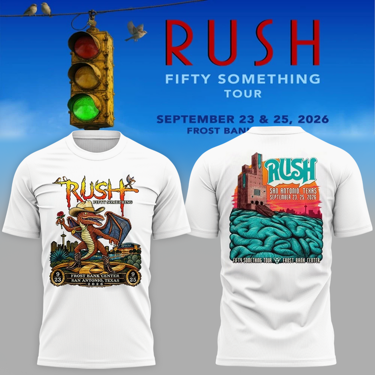 RUSH San Antonio Texas 2026 Fifty Something Tour T-Shirt