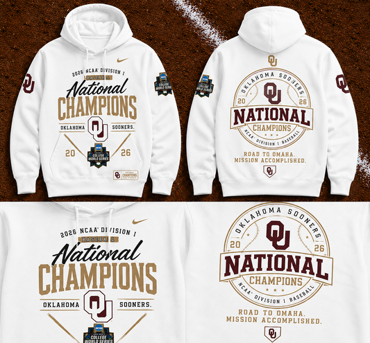 Oklahoma Sooners 2026 NCAA Baseball National Champions Hoodie
