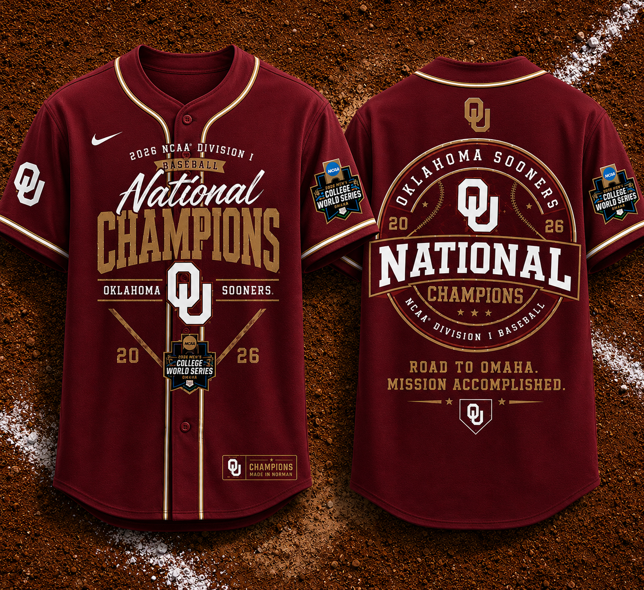 Oklahoma Sooners Baseball 2026 NCAA Baseball National Champions Jersey
