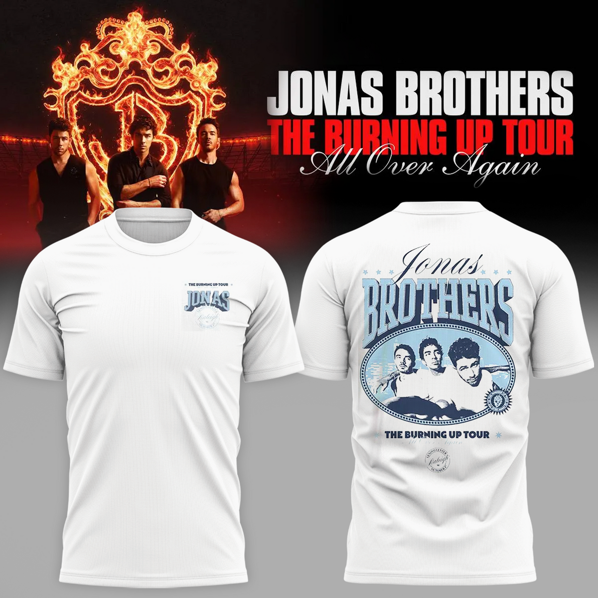 Jonas Brothers Raleigh NC Event Tee 2026 Lenovo Center October 1 2026 White T-Shirt