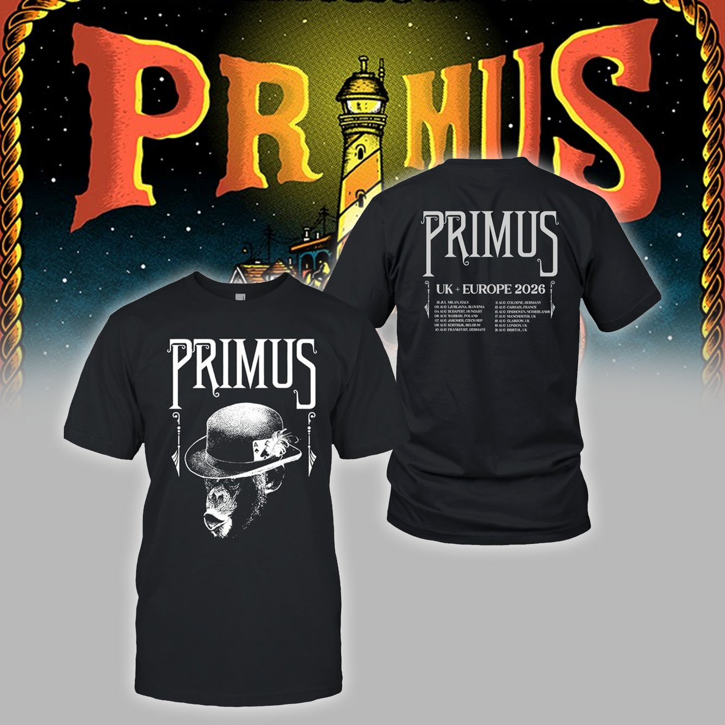 Limited Edition Primus Europe Tour 2026 TShirt