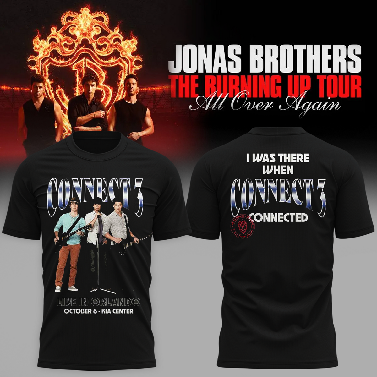 Jonas Brothers Orlando Florida City Tee 2026 Live At Kia Center October 6 2026 Connect 3 T-Shirt