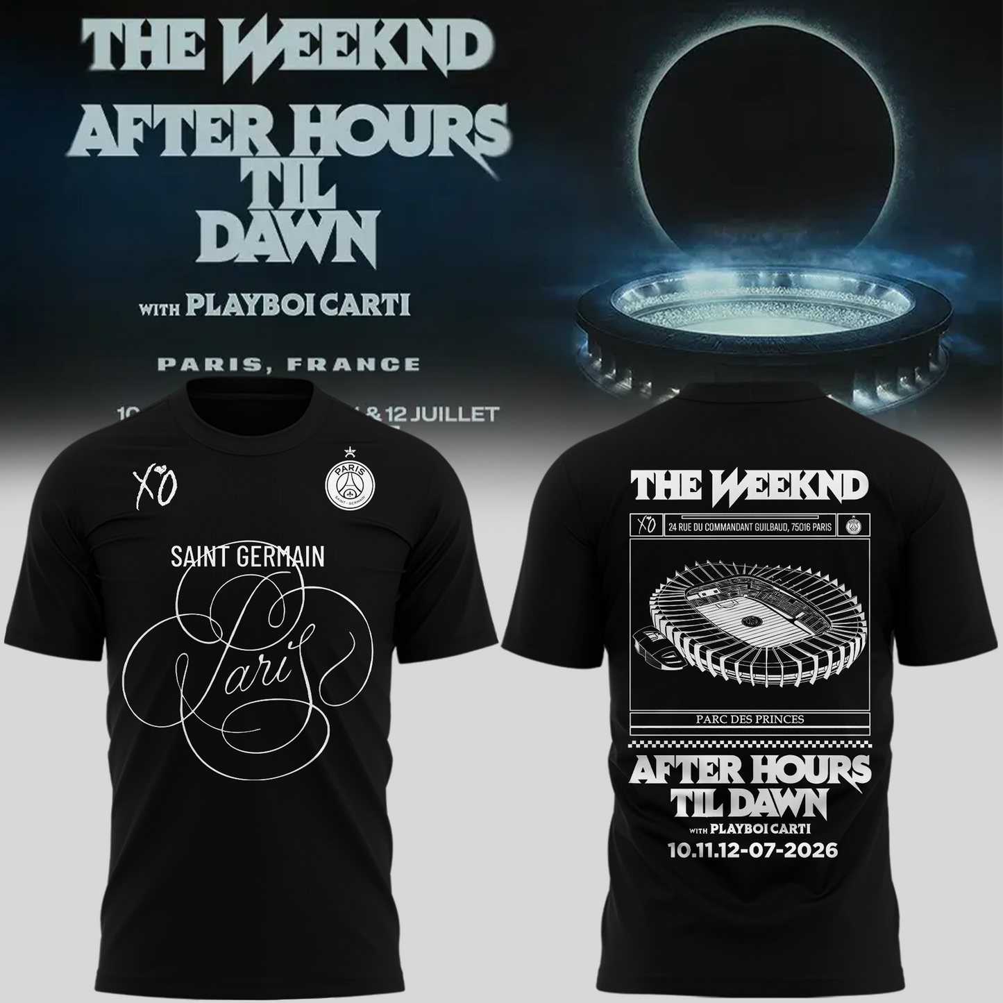 Paris Saint-Germain F.C. x The Weekend Black Tshirt 2026