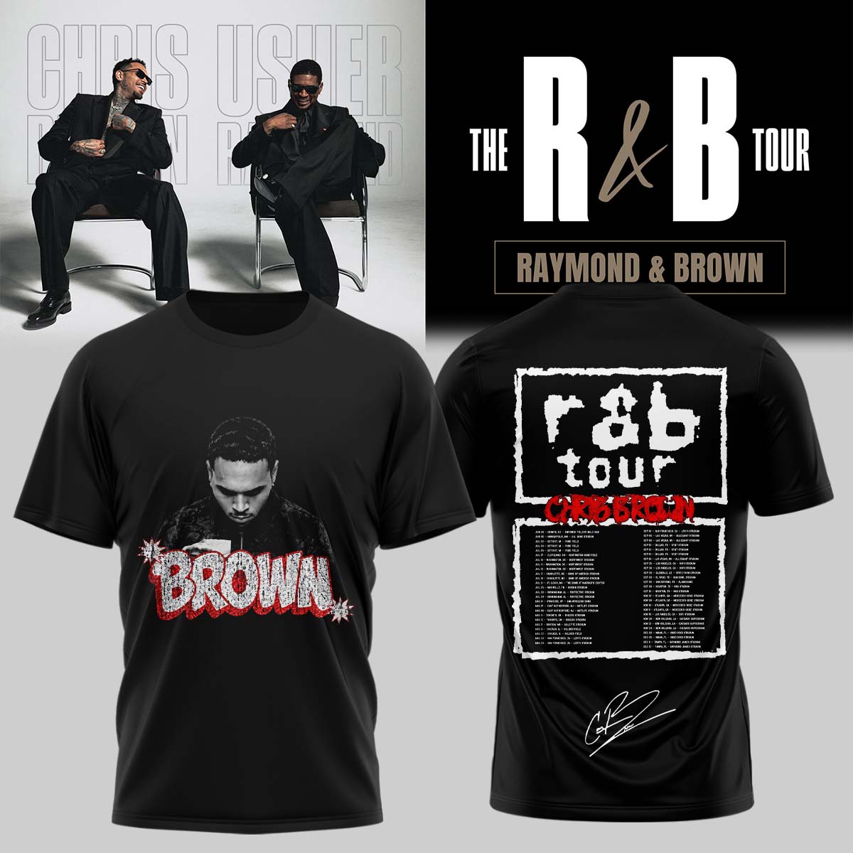 Official Chris Brown R&B Tour Signed Tshirt