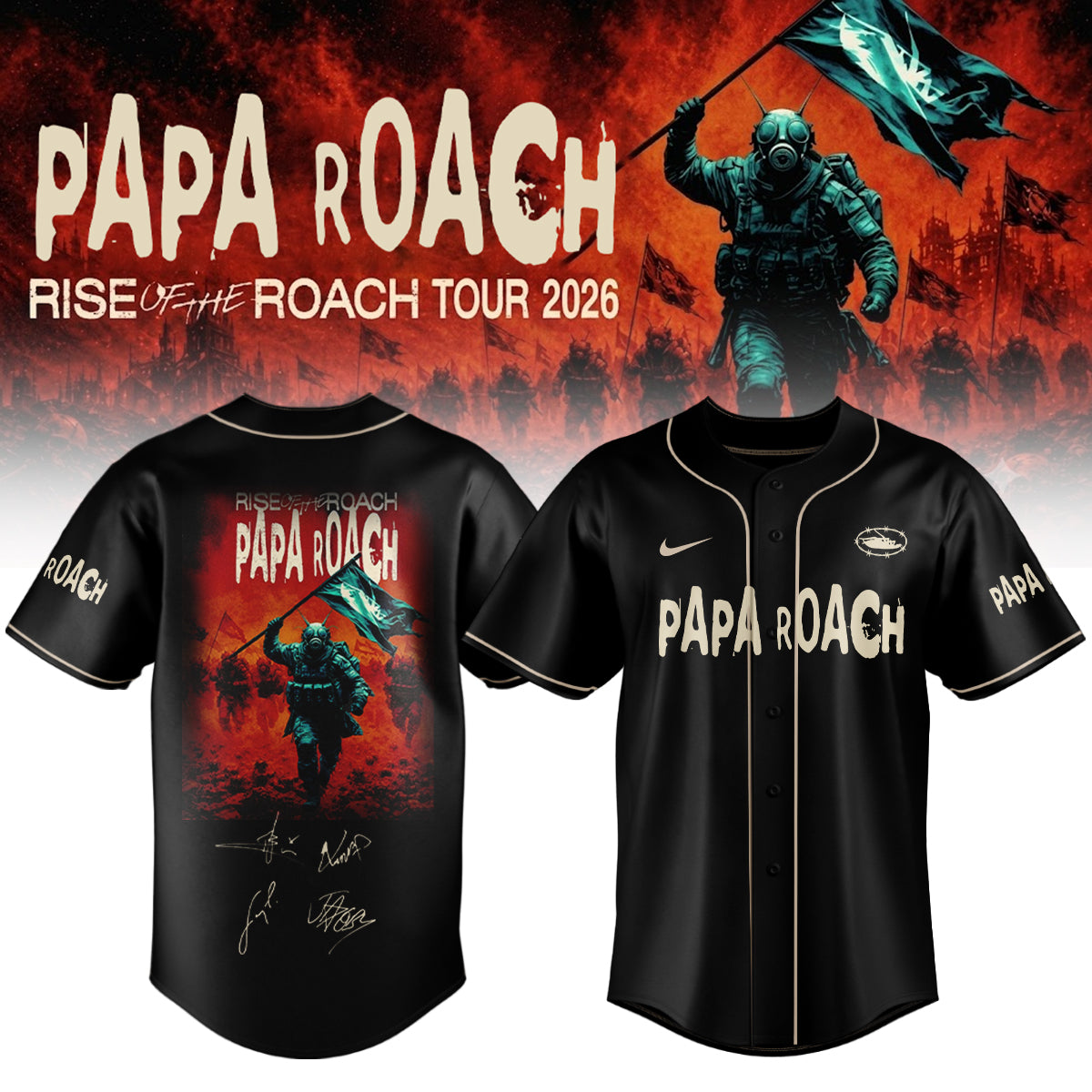 ,,,Papa Roach “Rise of the Roach Tour” 2026 Signed – Jersey