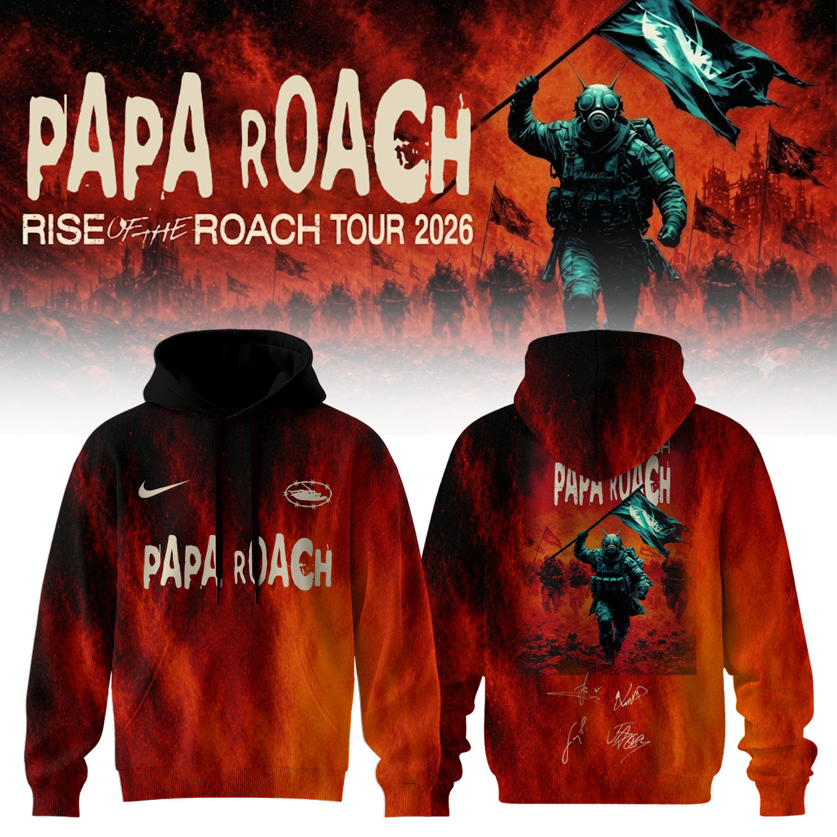 _Papa Roach “Rise of the Roach Tour” 2026 Signed – Hoodie