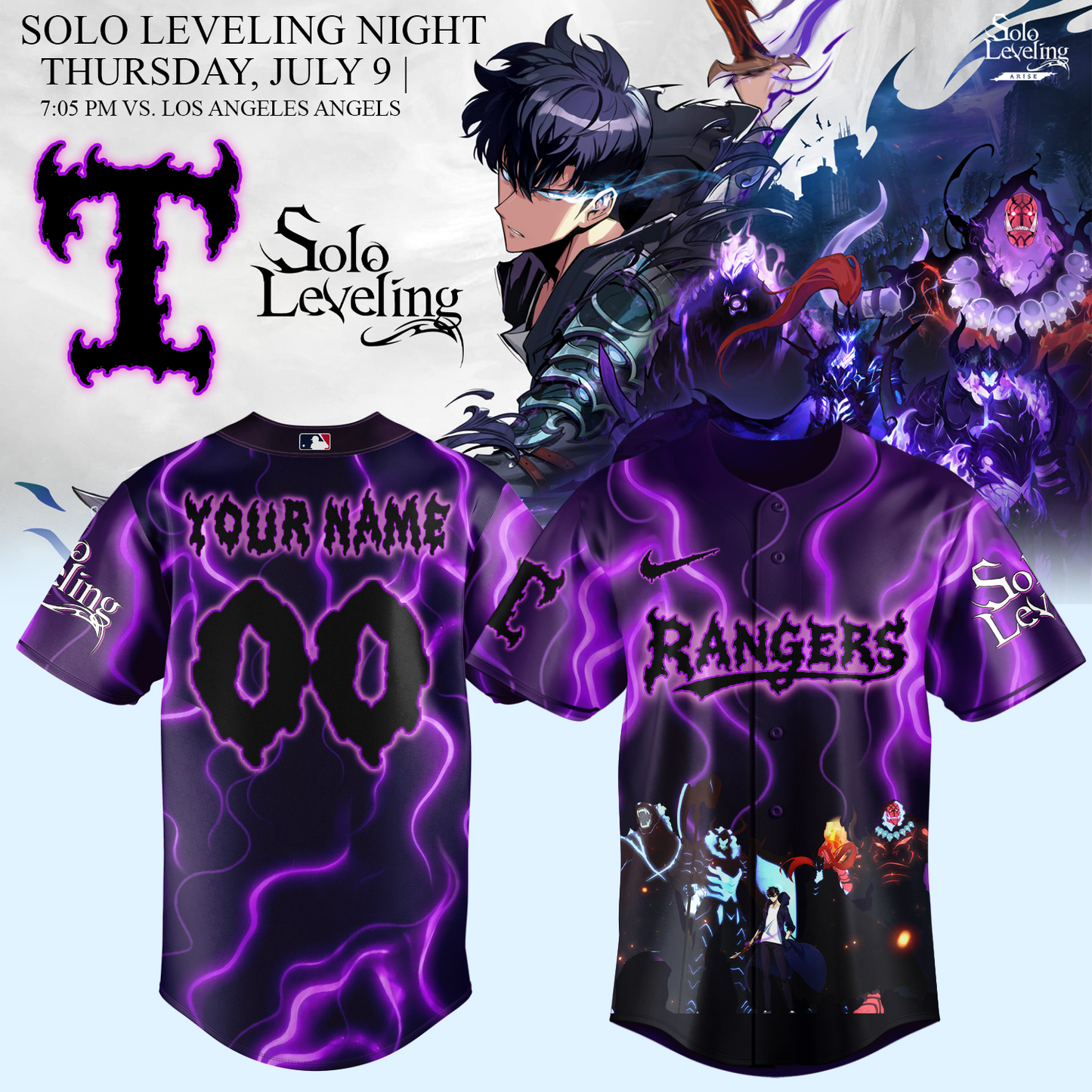 MLB ALL TEAMS x Solo Leveling Limited Jersey (Custom Name & Number)