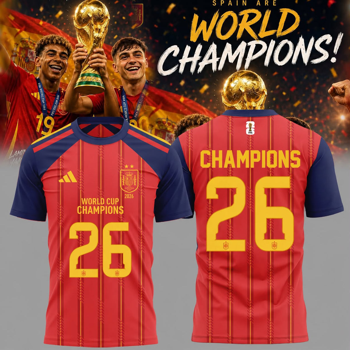 Limited Edition Spain National Football Team 2026 Wolrd Cup Champions Shirt