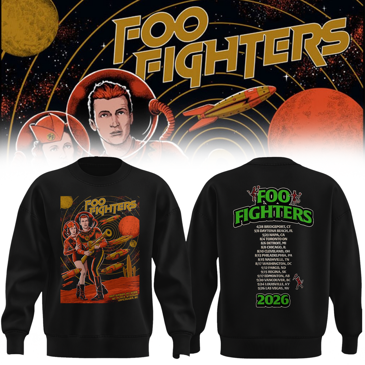 Foo Fighters Vancouver BC 2026 Event Poster Live At BC Place Stadium On September 20 2026 Shirt