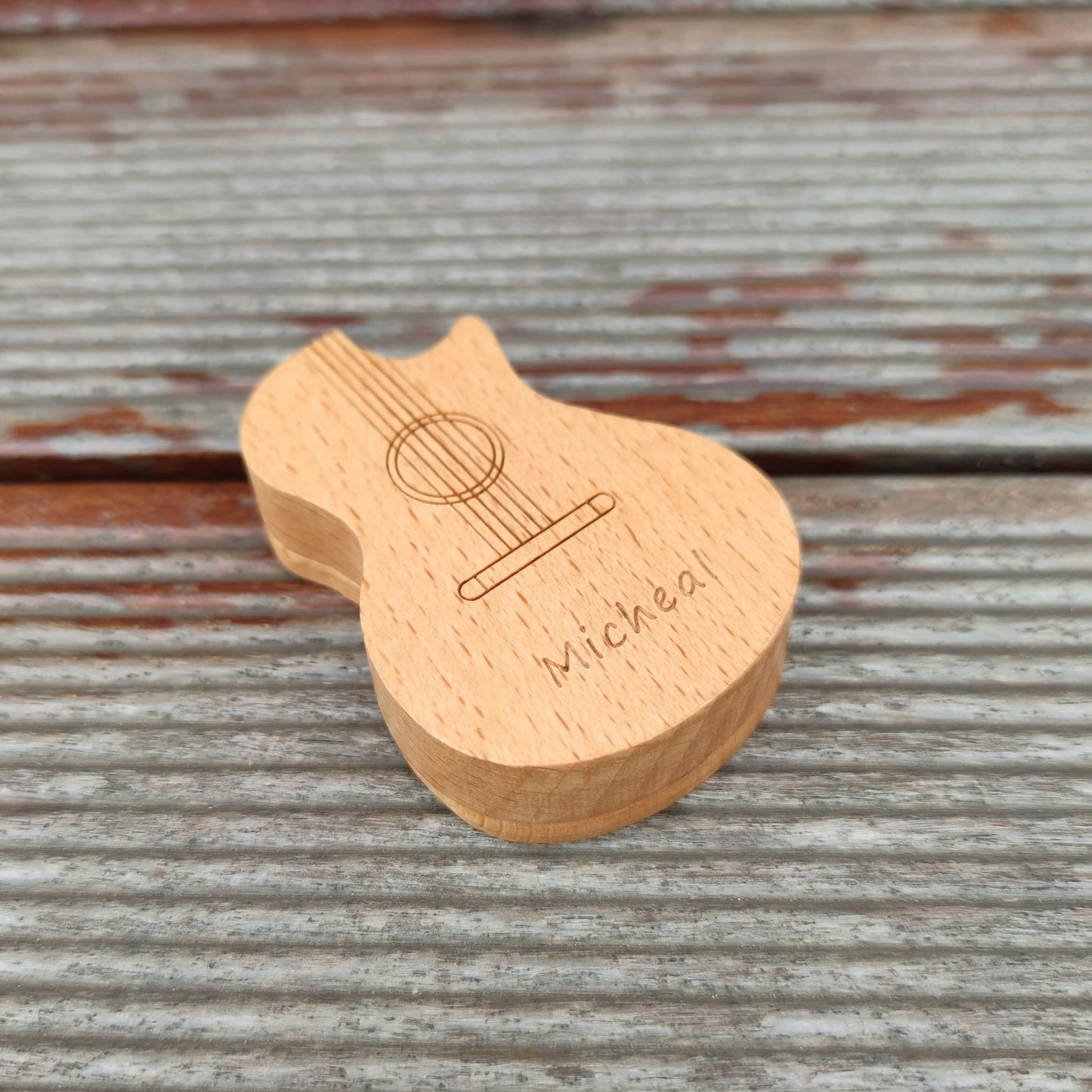 Personalized Guitar Pick Box, Engraved Wood Pick Case, Custom Plectrum Holder, Musician Valentines Day Gift Wooden Box For gurtar player