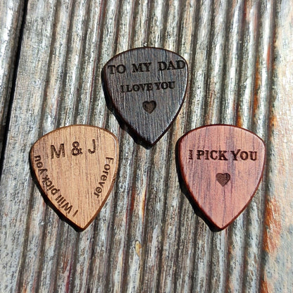 Personalized Wood Guitar Pick Box: Engraved Plectrum Case, Musician Gift