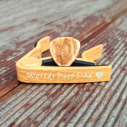 Personalized Fingerprint Guitar Pick, Engraved Custom Capo, Music Gift
