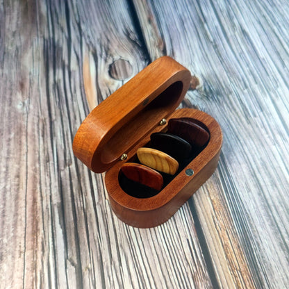 Personalized Wooden Guitar Pick Box: Engraved Plectrum Case, Musician Gift