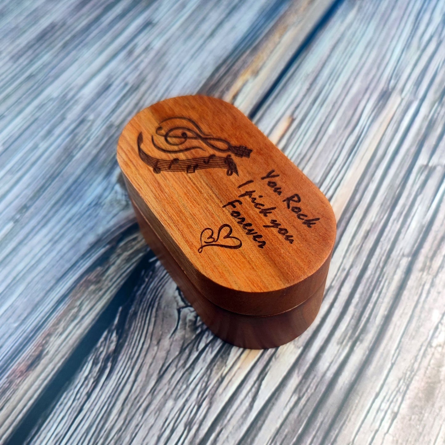 Personalized Wooden Guitar Pick Box: Engraved Plectrum Case, Musician Gift