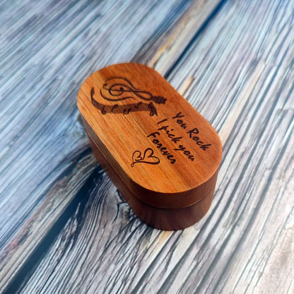 Personalized Wooden Guitar Pick Box: Engraved Plectrum Case, Musician Gift