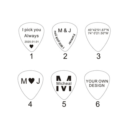 Personalized Wood Guitar Pick Box: Engraved Plectrum Case, Musician Gift