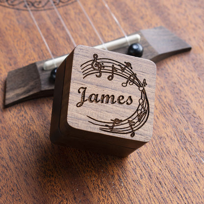 Wood Guitar PPersonalized ick with Engraved Walnut Case: Musician Gift