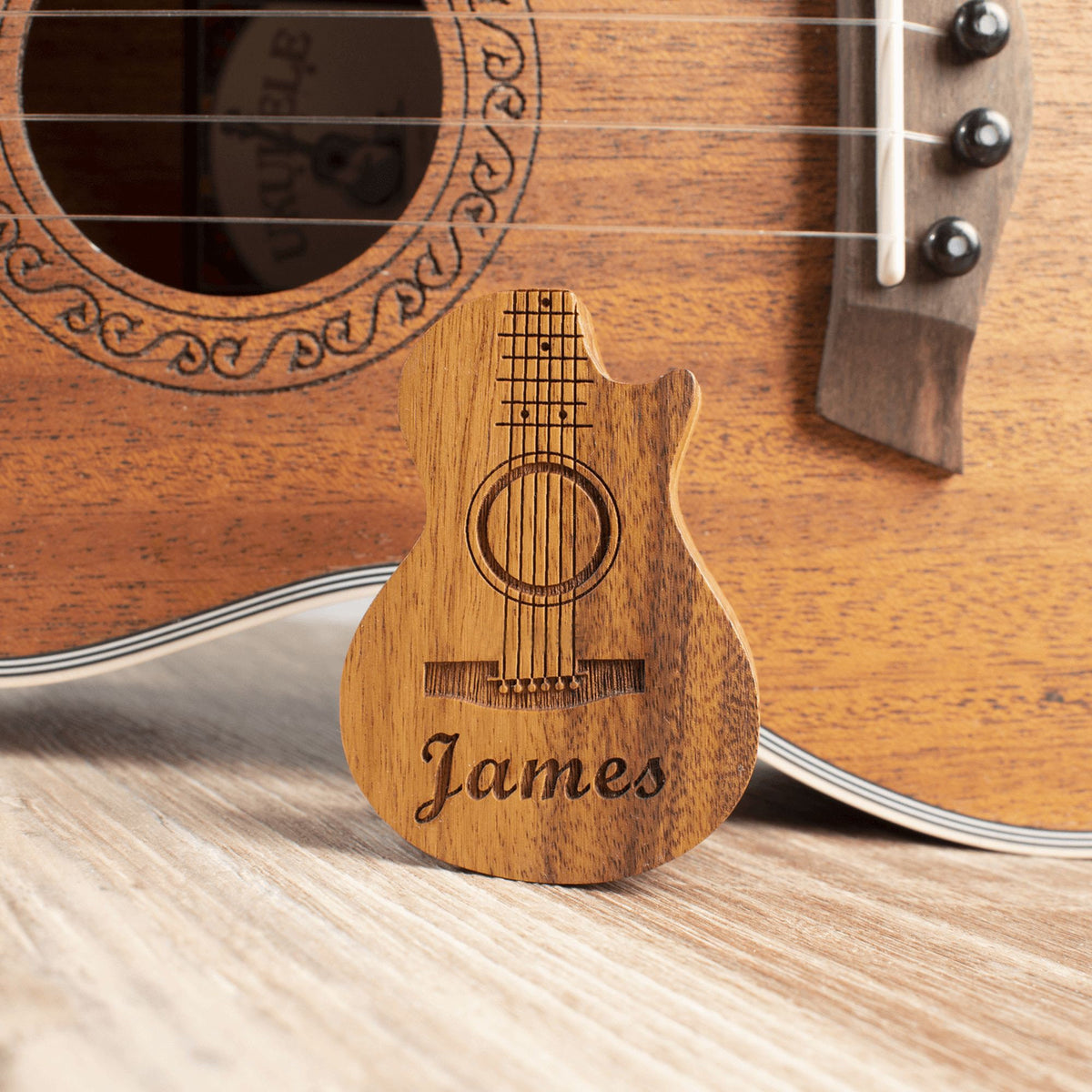 Personalized Custom Wood Guitar Pick with Unique Case, Engrave Holder Box for Wooden Picks, Gift for Musicians Player, Birthday Gifts