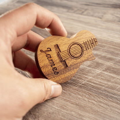 Personalized Custom Wood Guitar Pick with Unique Case, Engrave Holder Box for Wooden Picks, Gift for Musicians Player, Birthday Gifts
