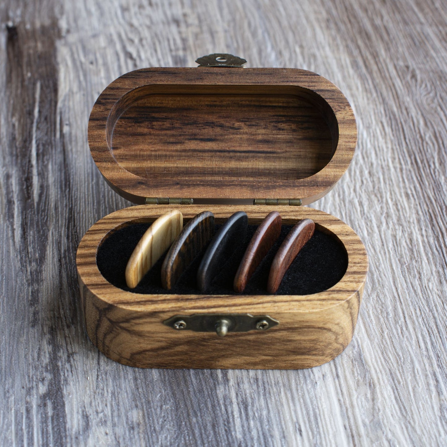Personalized Zebra Wood Guitar Pick Case: Engraved Plectrum Holder