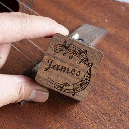 Wood Guitar PPersonalized ick with Engraved Walnut Case: Musician Gift