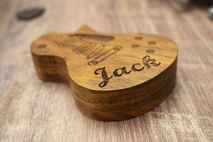 Personalized Wooden Guitar Pick Case: Musician Gift Set
