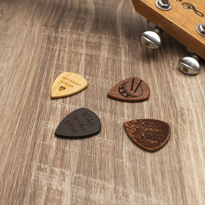 Personalized Wooden Guitar Pick Case: Musician Gift Set