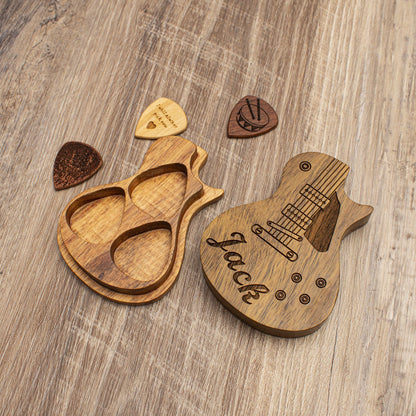 Personalized Wooden Guitar Pick Case: Musician Gift Set