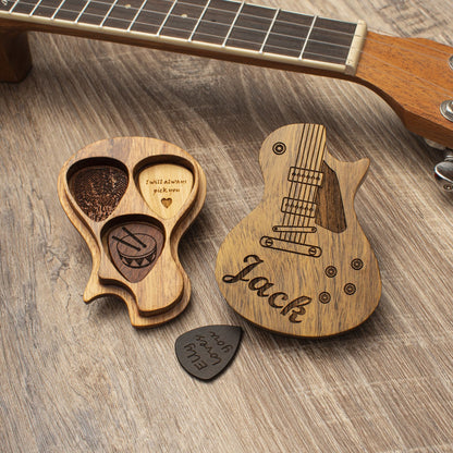 Personalized Wooden Guitar Pick Case: Musician Gift Set